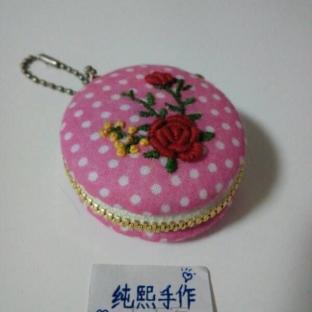 刺绣玫瑰甜蜜马卡龙零钱包