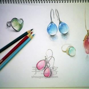 珊瑚彩铅首饰画2---耳坠