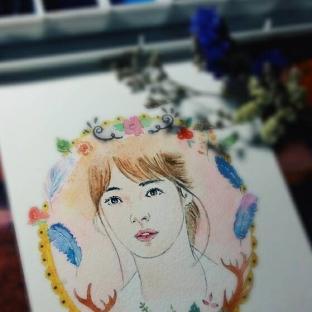 太阳的后裔 宋慧乔水彩手绘