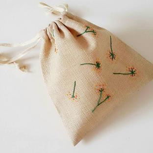 蒲公英刺绣手机束口包