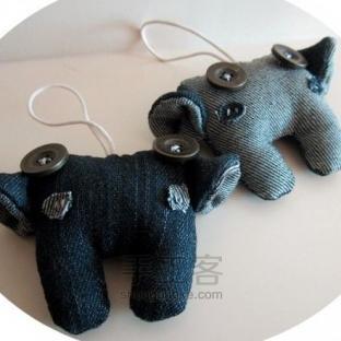 【原创】旧牛仔裤→小怪兽情侣挂件