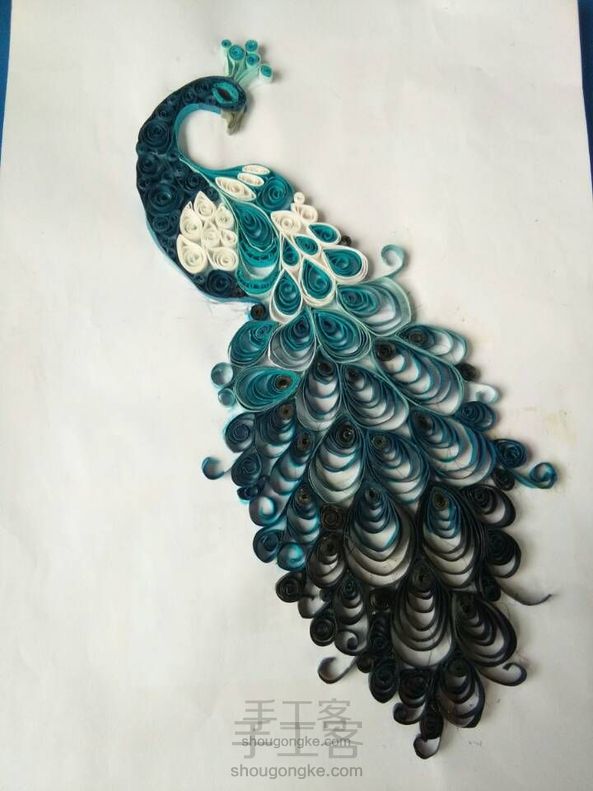 孔雀,衍纸画