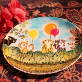 手绘骨瓷餐碟——“猫咪森林”