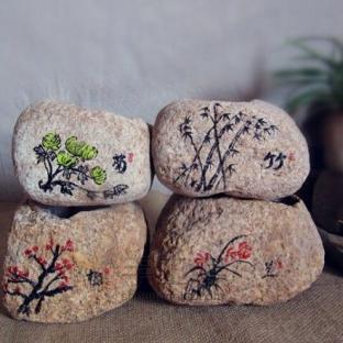 在古韵中流连忘返—"花中四君子"手绘石头花盆教程
