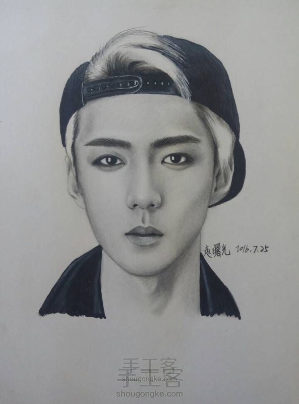 手绘素描吴世勋