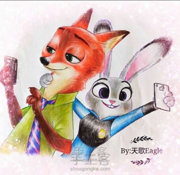 疯狂动物城朱迪兔和尼克狐手绘教程