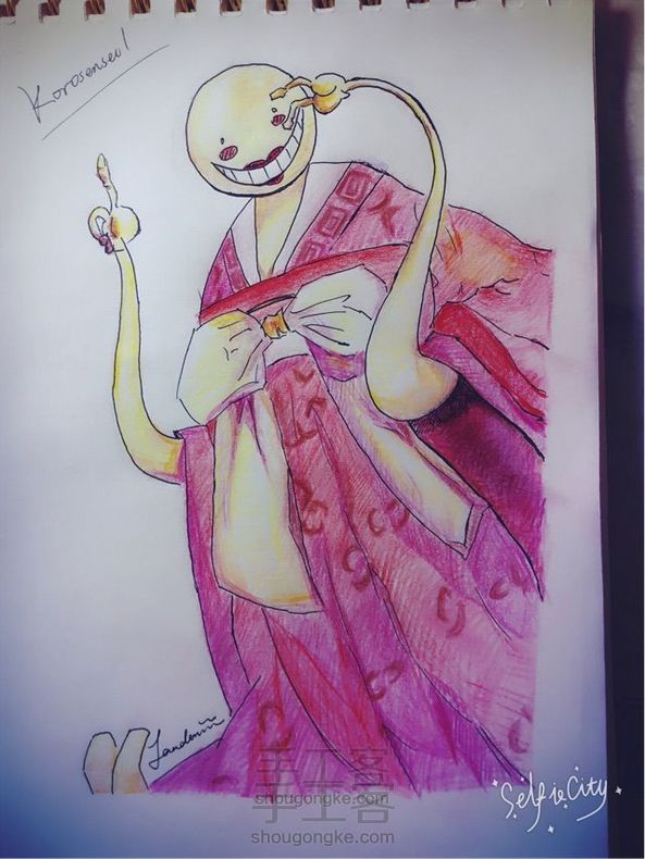 杀老师抚媚彩铅画