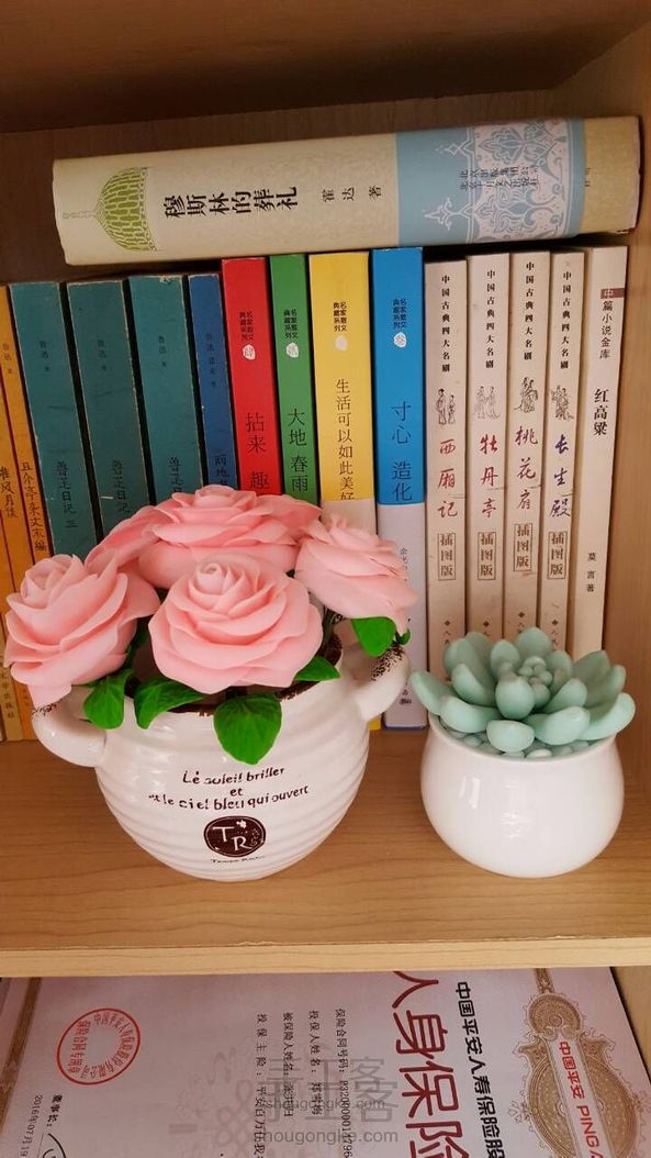 树脂粘土玫瑰花摆件