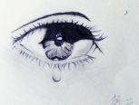 流泪的眼睛，铅笔画