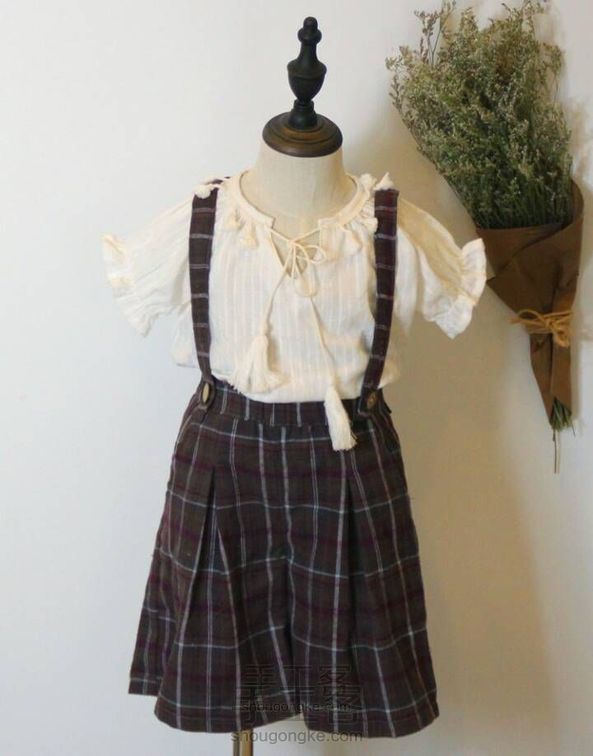 文艺格子阔腿裤两件套