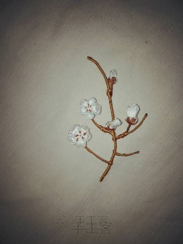 梅花枝,立体刺绣