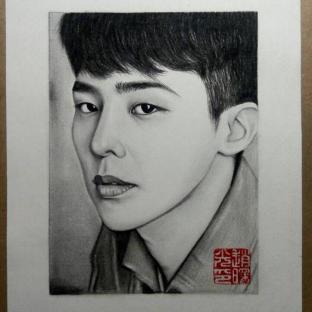 手绘权志龙素描肖像手绘教程