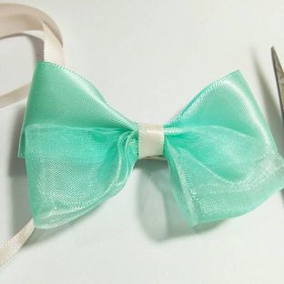 「原创」小清新薄荷绿蝴蝶结发饰