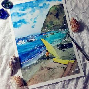 水彩风景绘 巴厘岛