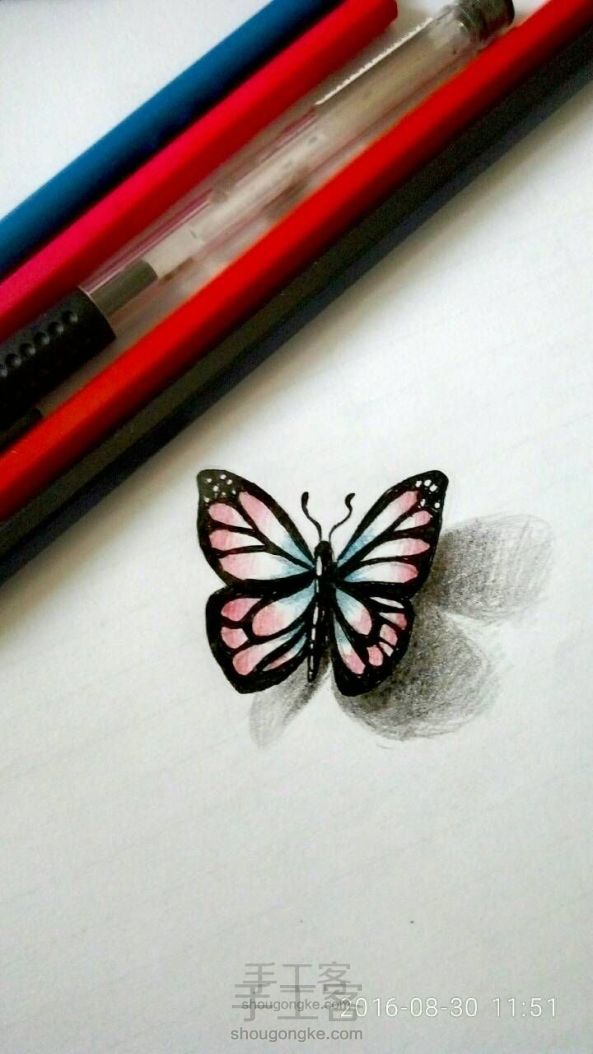 彩铅立体蝴蝶