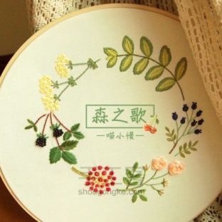 刺绣植物花环(材料包有售)