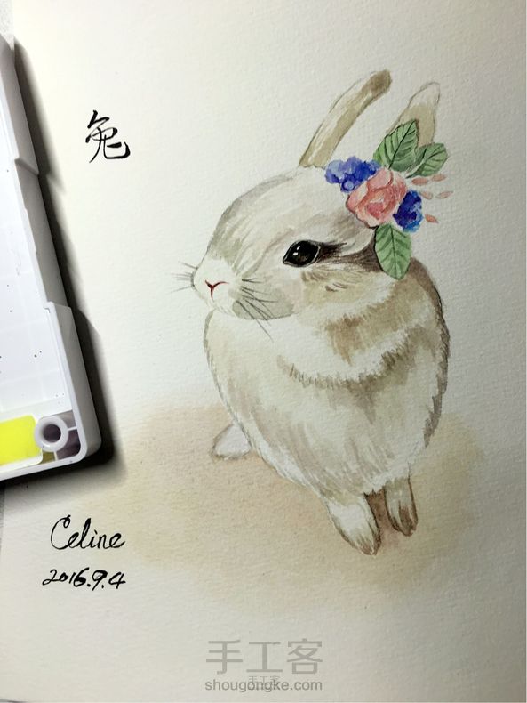 水彩 兔子妹妹