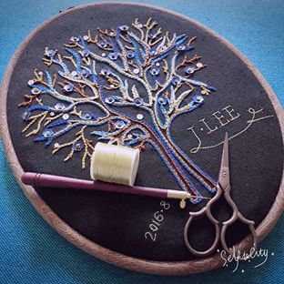 法式钩针刺绣发财树，这算是中西合并吗？