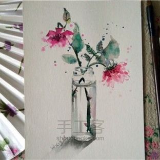 国画式清新水彩丨开到茶靡之这般月季