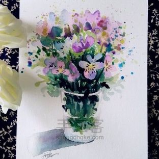 国画式清新水彩丨开到茶靡之三色堇