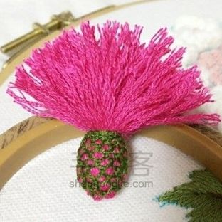 刺绣初级篇3丨大蓟花的立体绣法