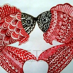 禅绕画《爱情鱼》