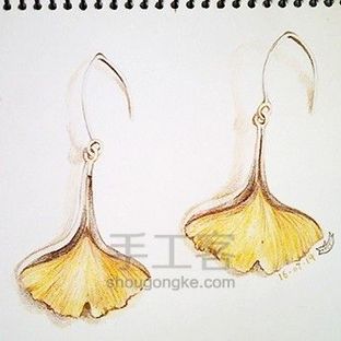 彩铅银杏叶丨造型耳坠