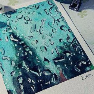 水彩手绘 | 窗外雨景