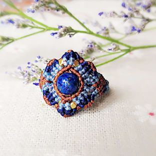 斜卷结包珠戒指-眉眼