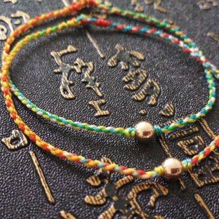 14K包金珠彩色四股辫