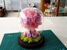 永生花玻璃罩之粉色花树