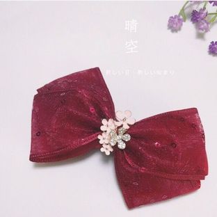 亮片雪纱蝴蝶结发夹