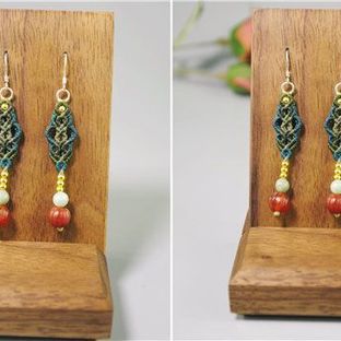 清宫古典味道绳编macrame蜡线耳挂耳饰耳环视频教程