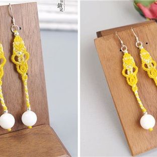 宫廷古典复古绳编macrame蜡线耳挂耳饰耳环视频教程