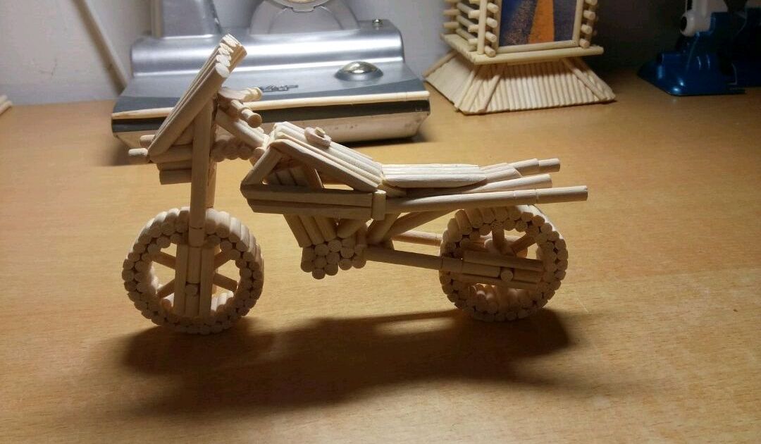 如何使用一次性筷子制作摩托车模型