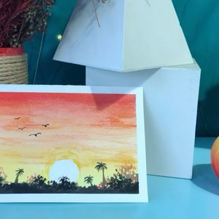 【一分钟带你画画】零基础水彩风景——日落