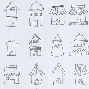 简笔画  36个小房子