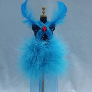 手工制作小人台婚纱小礼服红心蓝羽系列2