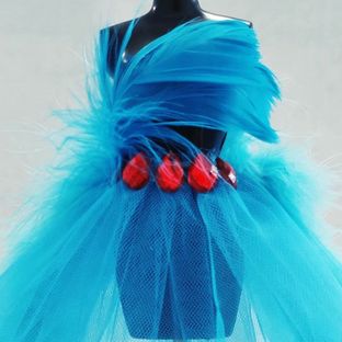 手工制作小人台婚纱小礼服红心蓝羽系列3