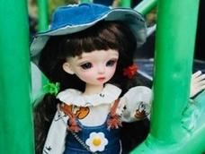 【bjd娃衣制作】超级可爱的牛仔背带百褶裙