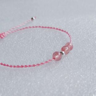 【编绳】草莓晶樱花粉手绳