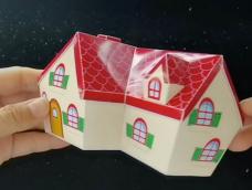 纸宝可爱小房子2制作过程亲子手工3D立体纸模型原创设计