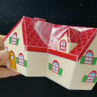 纸宝可爱小房子2制作过程亲子手工3D立体纸模型原创设计