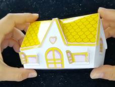 纸宝可爱小房子1制作过程亲子手工3D立体纸模型原创设计