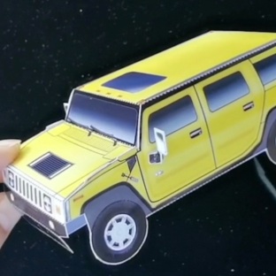 纸宝车系列悍马H2制作过程亲子手工3D立体纸模型