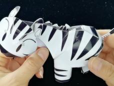 纸宝非洲动物逗比斑马制作过程亲子手工3D立体纸模型原创设计
