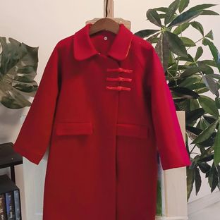 红色中式大衣+可拆卸羽绒内胆的制作