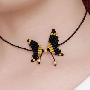 蝴蝶锁骨链编织方法 详细教程 不对称款 你若盛开 蝴蝶自来