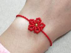 一朵小红花手链 编织教程 易烊千玺同款手链 编织方法