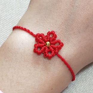 一朵小红花手链 编织教程 易烊千玺同款手链 编织方法